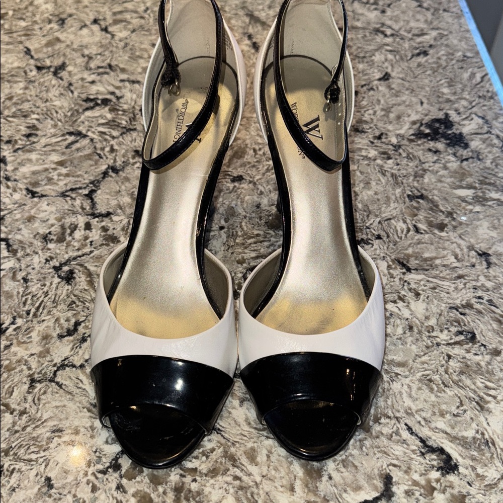 Black and White Strappy Heels